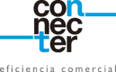 Logo de connecter con texto eficiencia comercial, diseño moderno en negro y azul.