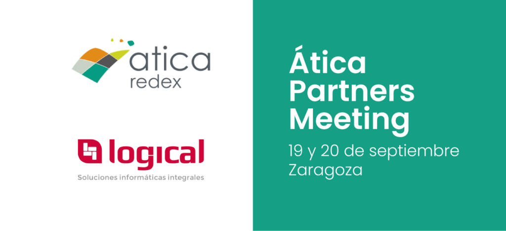 Evento Ática Partners Meeting en Zaragoza el 19 y 20 de septiembre, logos de Ática Redex y Logical.