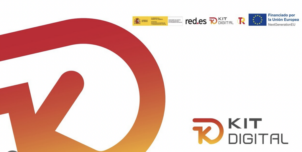 Logotipo de Kit Digital con logos del Gobierno de España y Unión Europea, colores rojo y amarillo.