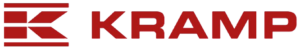 Logotipo Kramp en rojo, K estilizada con nombre de empresa