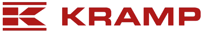 Logotipo Kramp en rojo, K estilizada con nombre de empresa