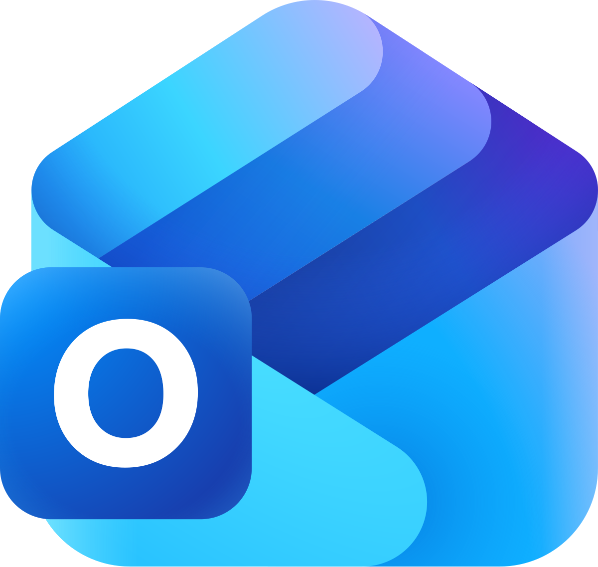 Icono Microsoft Outlook con letra O en azul y púrpura